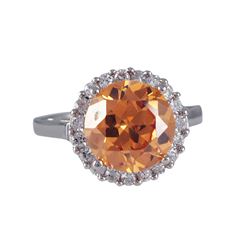 Sterling Silver Champaign Round CZ Ring