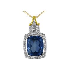 TT SS/YGPLT BLUE FLORITE / WHITE TOPAZ PENDANT (#10213MUL)