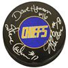 Image 1 : Hanson Brothers Signed Charleston Chiefs Logo 'Slap Shot' Hockey Puck
