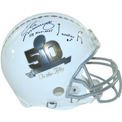 Eli Manning Signed Super Bowl 50 'On The 50' Authentic Helmet W/ "SB XLVI MVP" And Mario Manningham 