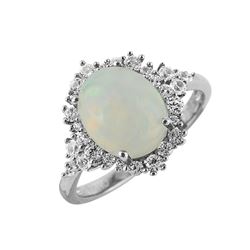 SS ETHIOPIAN OPAL / CREATED-WHITE SAPPHIRE RING - Size 7 (#10513MUL1)