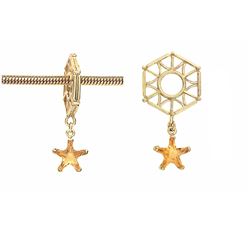 HEXAGON GOLD WHEEL W/ CITRINE STAR DANGLE (#3PLAINC)