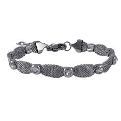 Silver Stainless Steel Mesh With White Crystal Bracelet-7