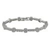 Image 1 : Rhodium Plated Sterling Silver Flower CZ Bracelet With Fold-Over Clasp- 7.5