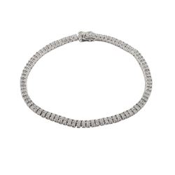 Sterling Silver Two Row 1.5Mm CZ Tennis Bracelet -7.5