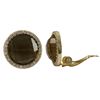Image 1 : Smoky Quartz Semi Precious Faceted Stone, Set In Gold Tone Sterling Silver With CZ Border, 15Mm Roun