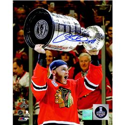 Patrick Kane Signed Chicago Blackhawks 2015 Stanley Cup Trophy 8X10 Photo
