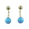 Image 1 : Blue 6Mm Opal Ball On Gold Tone Sterling Silver Post Long Earrings, 18Mm Long