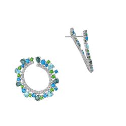 SS LDN / SW BLUE TOPAZ / APET / CHDI / WHITE TOPAZ EARRINGS (#7776MUL)