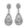 Image 1 : Sterling Silver Teardrop Swirl CZ Post Earrings, 1.14"