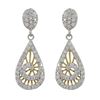 Image 1 : Sterling Silver Two Tone Teardrop CZ Post Earrings -1.14