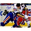 Image 1 : Brandon Mashinter Signed Chicago Blackhawks Fighting Action 8X10 Photo