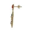 Image 2 : Gold Plated Sterling Silver, Multi Color Faceted Semi Precious Flat Stones, Filigree Post Earrings, 