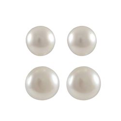 White 8Mm And 10Mm Fresh Water Pearls, Rhodium Plated Sterling Silver Ear Jacket Post Earrings, 0.85