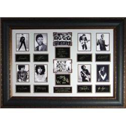 Jim Morrison Unsigned Rock Legends Vintage 10 Photo Engraved Signature Series Leather Framed 27X39 (