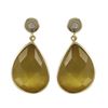 Image 1 : Citrine Cat's Eye Semi Precious Faceted Stone On Gold Plated Sterling Silver Post Earrings, 1.10&Quo
