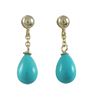 Image 1 : Turquoise Shell Pearl Teardrop 6X9mm, On Gold Over Sterling Silver Ball Post, Hanging With 4 Links, 