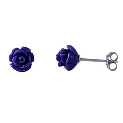 Purple 6Mm Flower, Sterling Silver Post Stud Earrings