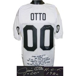 Jim Otto Signed Oakland Raiders White Prostyle TB Jersey HOF 1980 W/ Embroidered Stats