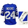 Image 1 : Lenny Moore Signed Blue Throwback Custom Football Jersey W/HOF 75