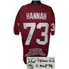 Image 1 : John Hannah Signed Alabama Crimson Tide Maroon Custom TB Jersey CHOF 99 W/ Embroidered Stats