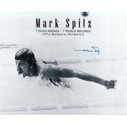 Mark Spitz Signed Olympic Team USA Swimming B&W 16X20 Photo (7 Gold Medals- 1972 Munich Olympics)