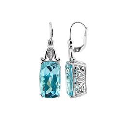 SILVER SKY BLUE TOPAZ / DIAMOND LEVERBACK EARRINGS (#8493SK)