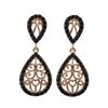 Image 1 : Rose Plated Sterling Silver Filigree Teardrop Post Earrings With Black CZ Border- 1.26