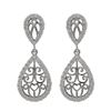 Image 1 : Sterling Silver Filigree Teardrop Post Earrings With White CZ Border- 1.26"
