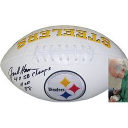 Jack Ham Signed Pittsburgh Steelers Logo Football HOF 88 & 4 X SB Champs
