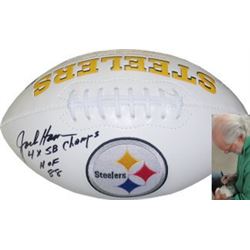 Jack Ham Signed Pittsburgh Steelers Logo Football HOF 88 & 4 X SB Champs