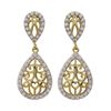 Image 1 : Sterling Silver Two Tone Filigree Teardrop Post Earrings With White CZ Border- 1.26