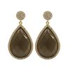 Image 1 : Smoky Quartz Semi Precious 13X20 Faceted Teardrop Stone, Gold Plated Sterling Silver CZ Post Earring