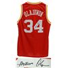 Image 1 : Hakeem Olajuwon Signed Red Custom Basketball Jersey