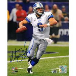 Matthew Stafford Signed Detroit Lions 8X10 Photo (White Jersey Scramble)- Stafford Hologram