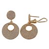 Image 1 : Rose Plated Sterling Silver Post Clip Earrings, Double Circle With White CZ Pave,1.26