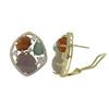Image 1 : Gold Plated Sterling Silver CZ Post Clip Stud Earrings With Multi Color Combination Semi Precious St