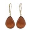 Image 1 : Carnelian Cat's Eye Semi Precious Faceted Stone On Gold Plated Sterling Silver Lever Back Earrings, 