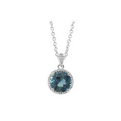 SS LONDON BLUE TOPAZ / DIAMOND PENDANT (#9530LDN)