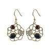 Image 1 : Gold Tone Sterling Silver Fish Hook Earrings, With Multi Color Semi Precious Stones- 1.69