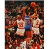 Image 1 : Dennis Rodman Signed Detroit Pistons Shooting Over Michael Jordan 16X20 Photo W/Back 2 Back 89-90