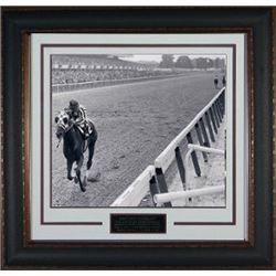 Secretariat Unsigned 1973 Belmont Stakes Vintage B&W 11X14 Photo Leather Framed V Groove Matting Hor