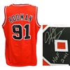 Image 1 : Dennis Rodman Signed Red Custom Basketball Jersey W/HOF 2011