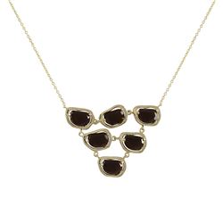 Smoky Sliced Glass Set In Gold Plated Sterling Silver Necklace, 16