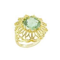 STERLING SILVER GOLDPLATED MINTGREEN QUARTZ RING - Size 7 (#8951SPMGQ)