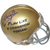 Image 1 : Derrick Mayes Signed Notre Dame Fighting Irish Play Like A Champion Today Logo Mini Helmet All Ameri
