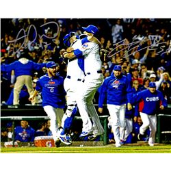 Hector Rondon & Miguel Montero Dual Signed Chicago Cubs Celebration Hug 8X10 Photo