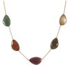 Image 1 : Multi Color Semi Precious Faceted Stones With CZ Border, Gold Plated Sterling Silver Necklace, 18&Qu