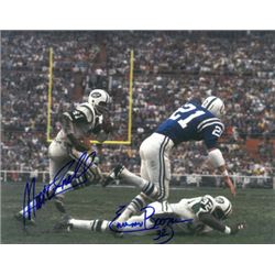 Emerson Boozer Signed New York Jets 8X10 Photo With Matt Snell (Horizontal Blue Sig)