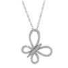 Image 1 : Rhodium Plated Sterling Silver Open Butterfly CZ Pendant, 1.02&Quot;
